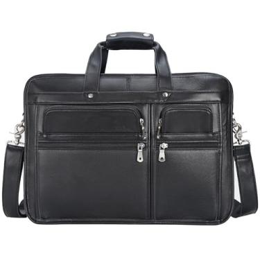 Imagem de Bolsa de ombro masculina de couro genuíno para viagem de negócios, bolsa tiracolo para laptop de 15,6 polegadas, a