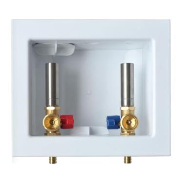 Imagem de TTFLEX Caixa de tomada para máquina de lavar com martelo de água de aço inoxidável, entrada PEX de 1/2 polegada x conexão de saída MHT de 3/10.2 cm