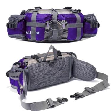 Imagem de Pochete Bp Vision para atividades ao ar livre, caminhadas, acampamento, pesca, cintura, 2 suportes para garrafa de água, pacote lombar (roxo)