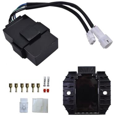 Imagem de WFLNHB Substituição do retificador do regulador de tensão da caixa CDI para Kawasaki Bayou 300 KLF300B 1988-1991 Substituição para 21119-1302 21119-1369