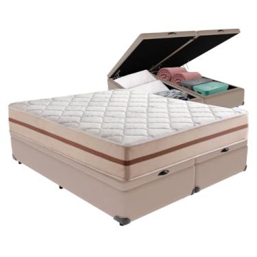 Imagem de Anjos, Cama Box com Baú Bege e Colchão King Classic Anjos