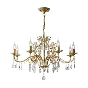 Imagem de Lustre pingente luz lustre de cristal estilo francês ferro luz pingente luz para sala e...