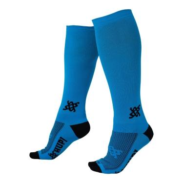 Imagem de Meia Hupi Longa Azul Lisa Cano 30 cm 1 Par Ideal Corrida Bike, Cor Azul, Tamanho 36-42