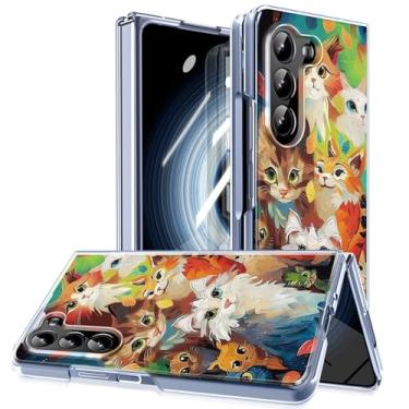Imagem de MIDIIUGCT Capa magnética para Galaxy Z Fold5, círculo magnético integrado e carregamento sem fio, capa à prova de choque de grau militar para Z Fold 5 [gato pintura a óleo] MUS-CXDZ-03-14