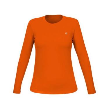 Imagem de Camiseta Manga Longa Feminina Proteção Uv Laranja - Curtlo