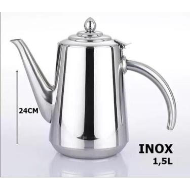 Imagem de Bule Aço Inox Para Café Ou Chá 1,5 Cafeteira - 24cm Inox Permanente -