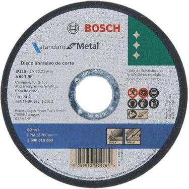 Imagem de Disco de Corte Bosch Fino Standard Metal/Inox 115mm x 1mm x 22,23cm