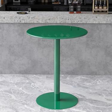 Imagem de Mesa de bistrô de bar de topo alto para bar de coquetel, mesa de bistrô ao ar livre, mesas de cozinha com base de metal, mesas laterais de centro para espaços pequenos, área de estar em casa