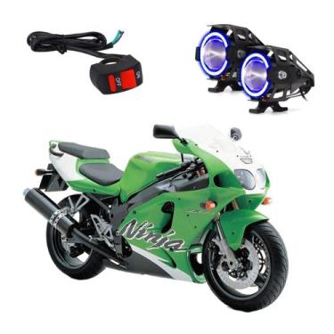 Imagem de Par Farol de Milha Angel Eye U7 Azul para Moto Kawasaki NINJA ZX 7 750