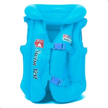 Imagem de Colete Infantil Inflavel Boia Salva Vida Verao Club Piscina Praia Diversão com Segurança (Azul)