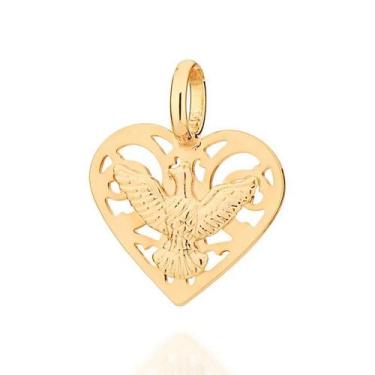 Imagem de Pingente banhado ouro 3x 24k 18k e 22k feminino coração espírito santo