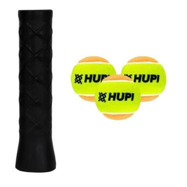 Imagem de Undergrip Spider Preto + Pack 03 Bolas HUPI Pro Beach Tennis, Preto, A
