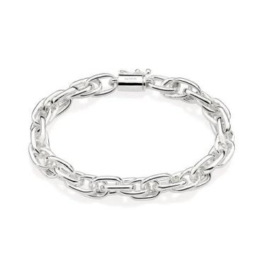 Imagem de Pulseira de prata 925 unissex rommanel elo cadeado duplo oco oval 19 c