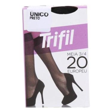 Imagem de Meia Feminina 3/4 Europeu Fio 20 Trifil, Preto