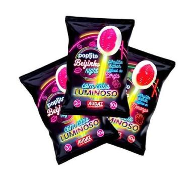 Imagem de 03 Pirulitos Beijo Morango Cereja e Uva Neon Halloween Festa - Audaz F