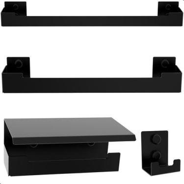 Imagem de Kit de Acessórios Para Banheiro Preto Fosco 4 Peças F.ELG - FassinShop