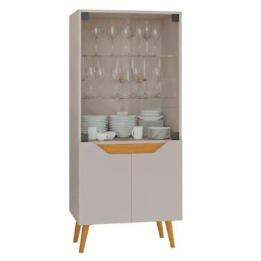 Imagem de Cristaleira Plena 4 Portas JCM, Off White / Cinamomo