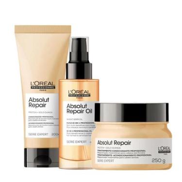 Imagem de Kit Gold Quinoa Máscara, Condicionador e Oil Reparador - L'Oréal - L'O