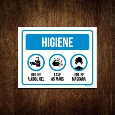 Imagem de Placa - Máscara De Proteção, Álcool Gel, Lave As Mãos - Sinalizo.Com