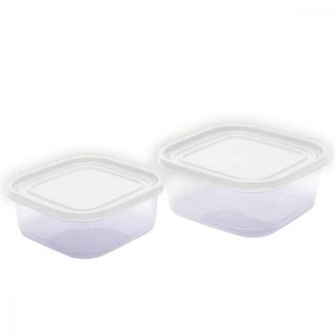 Imagem de Kit 2 Potes Plástico Hawaii com Tampa Marmita Vasilhas Utensílios Cozi