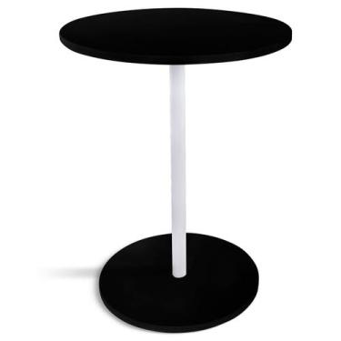 Imagem de Mesa de Canto Lateral Alta Redonda para Sala Albany - Branca Preta - G