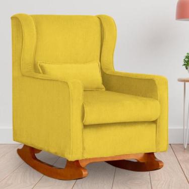 Imagem de Poltrona Amamentação Balanço Aurora Suede Amarelo - LM DECOR