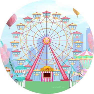 Imagem de Painel de Lona Redondo Roda Gigante Parque de Diversões - Fabrika de F