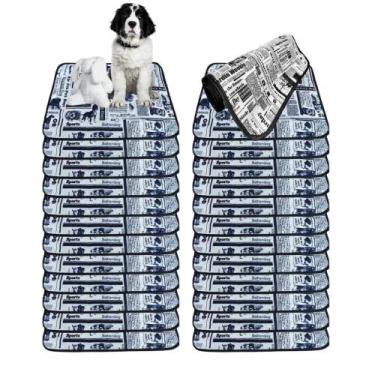 Imagem de Kit com 24 Tapetinhos Alta Absorção para Pets 70x50 Jornal 3 Camadas -