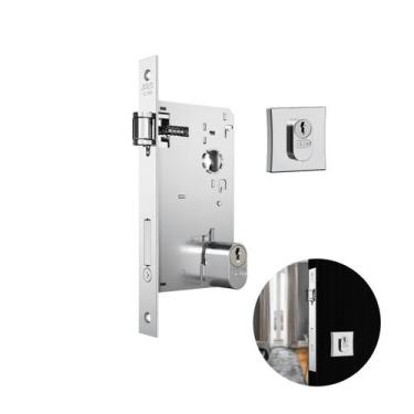 Imagem de Fechadura Rolete Cromada Quadrada Para Porta Residencial Pivotante Ext