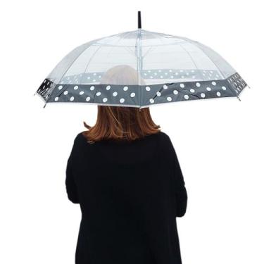 Imagem de Guarda Chuva Transparente Barra Colorida Bolinha: 8 Varetas Automático