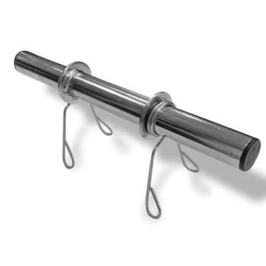 Imagem de Barra Oca 40cm Galvanizada Prata p/ Halteres c/ Presilhas - JFIT - JFI