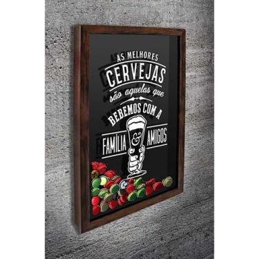 Imagem de Quadro Porta Tampinhas As Melhores Cervejas 3 - Quadro Novo, 30x40, Ma