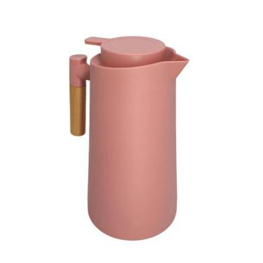 Imagem de Garrafa Térmica Bule Nórdica Plástico Cabo Madeira Café Chá Água 1L - 