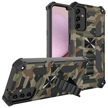 Imagem de Monwutong Capa de celular slim fit para Samsung Galaxy A14, capa durável de camuflagem militar com proteção antiqueda de grau militar e capa com suporte integrado para Galaxy A14 4G/5G, verde militar
