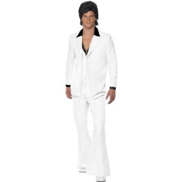 Imagem de Smiffys Traje de Terno Lavanda 1970 masculino, Branco, XL - US Size 46"-48"