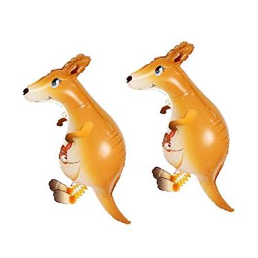 Imagem de TOYMYTOY Balões canguru de animais grandes | 2 peças de balões de alumínio para decorações de festa de aniversário de crianças