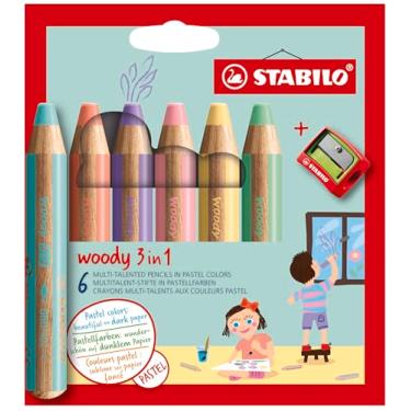 Imagem de STABILO Carteira multitalentosa 3 em 1 lápis amadeirado pastel com 6 - cores sortidas + apontador