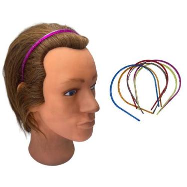 Imagem de Kit 24 Tiaras Arco Liso Colorido com Glitter 11cm Festa - Blook