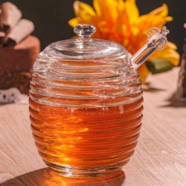 Imagem de Meleira Porta Mel de Vidro Cristal Com Pegador 210ml Colméia - lyor, T