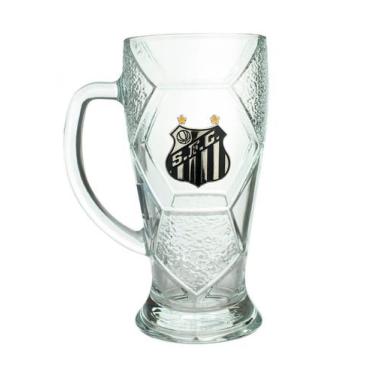 Imagem de Caneca Vidro Bola Futebol 630ml Santos - mileno