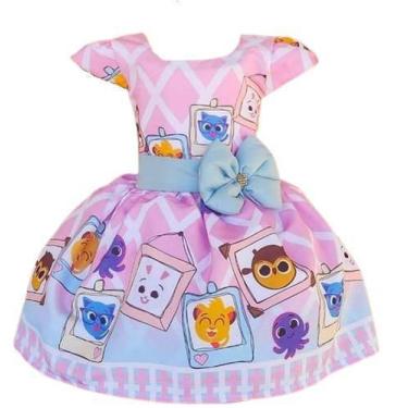Imagem de Vestido Temático Infantl Bolo Fofo Quadros Busto Sublimado - Nalu_kids