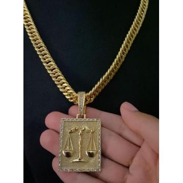 Imagem de Cordão grumet oca 10mm  + pingente direito - banhado a ouro 18k - ToJo