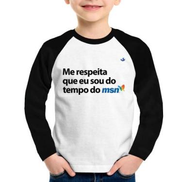 Imagem de Camiseta Raglan Infantil Me respeita que eu sou da época do msn Manga 