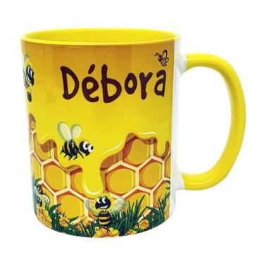 Imagem de Caneca Amarela Personalizada Colmeia de Abelha Abelhinha - GMH Prod. S