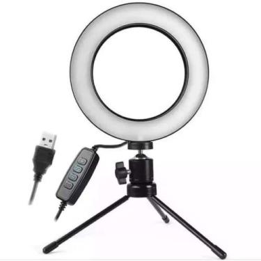 Imagem de Iluminador Ring Light 16Cm Usb Led Misto 3500K 5500K + Tripe - BCS