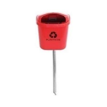 Imagem de Cesto Individual Coleta Seletiva 40 Litros Com Poste 4 Unid - JSN, Azu