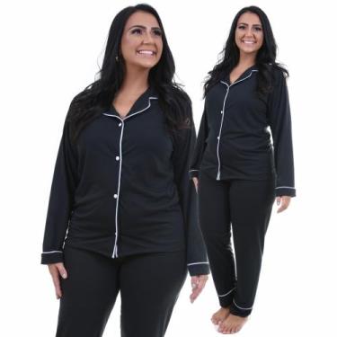 Imagem de Pijama Americano Feminino Com Botões Manga Longa E Calça - Pijamas Pri