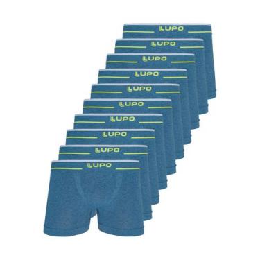 Imagem de Kit com 10 Cuecas Boxer Lupo 733-004, Azul, GG