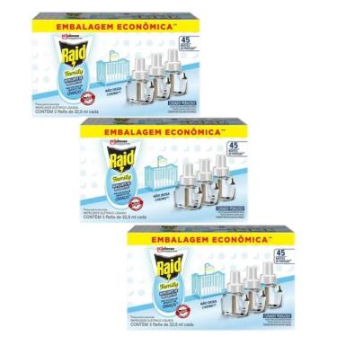 Imagem de Kit 9 Repelente Elétrico Raid Family 45 Noites 32,9ml Cada