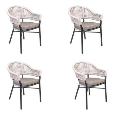 Imagem de Kit 4 Cadeiras Caraíva Base Grafite Amêndoa - Rivatti